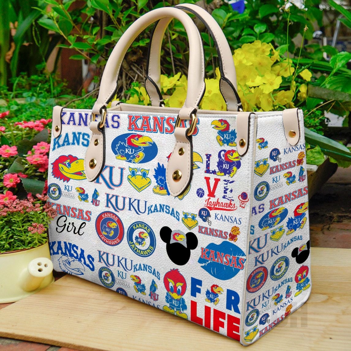 Kansas Jayhawks Leather Handbag 1 Kansas Jayhawks Leather Handbag