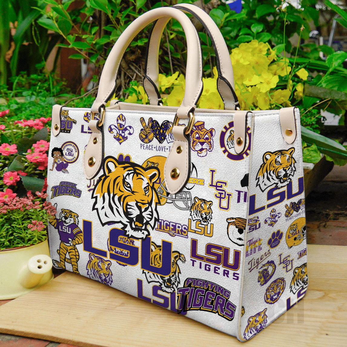 LSU Tigers Lover Leather Handbag 1 LSU Tigers Lover Leather Handbag