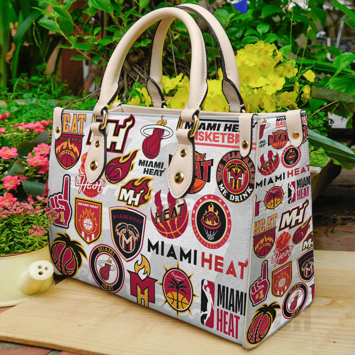 Miami Heat Leather Handbag 1 Miami Heat Leather Handbag