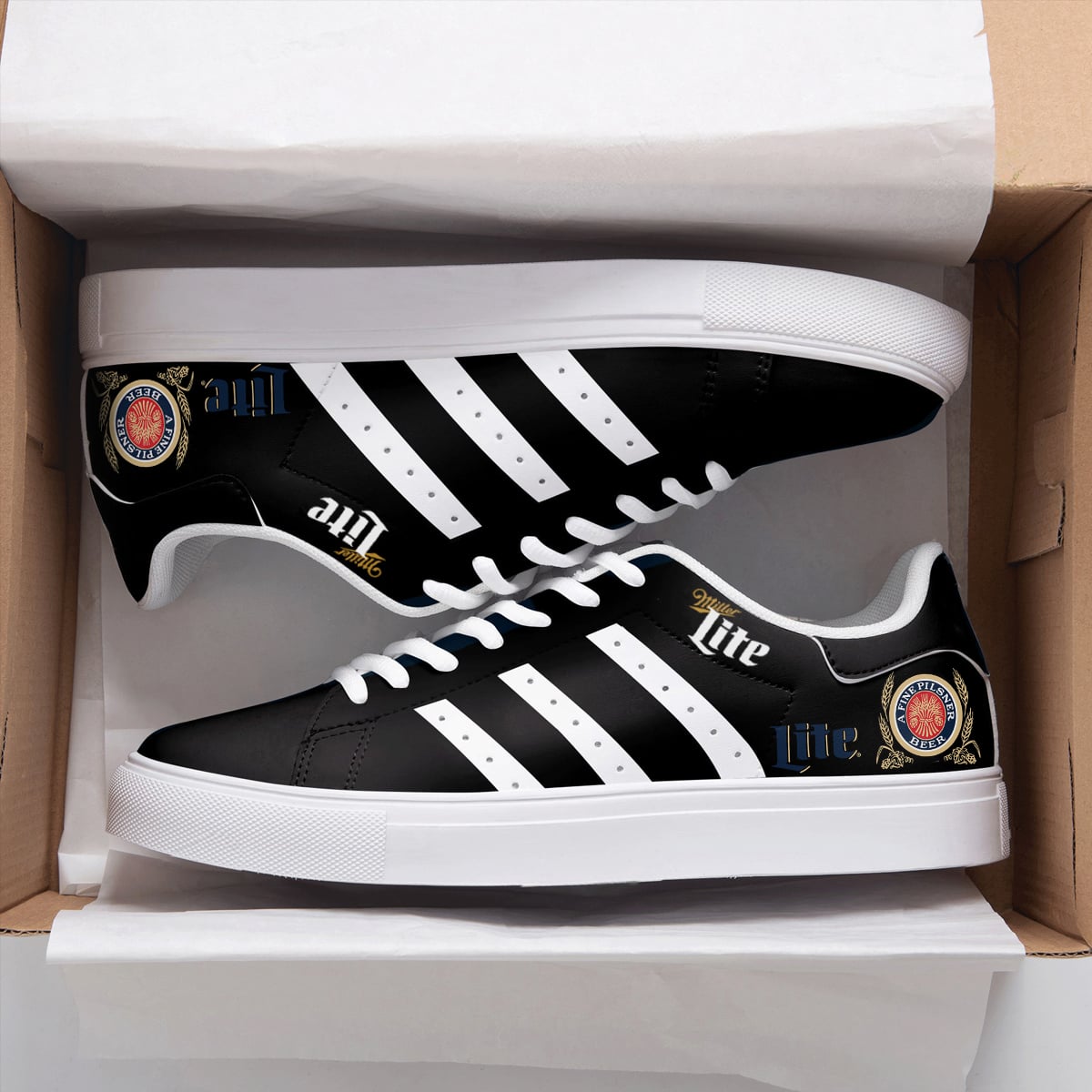 Miller Lite Black Stan Smith Shoes 1 Miller Lite Black Stan Smith Shoes