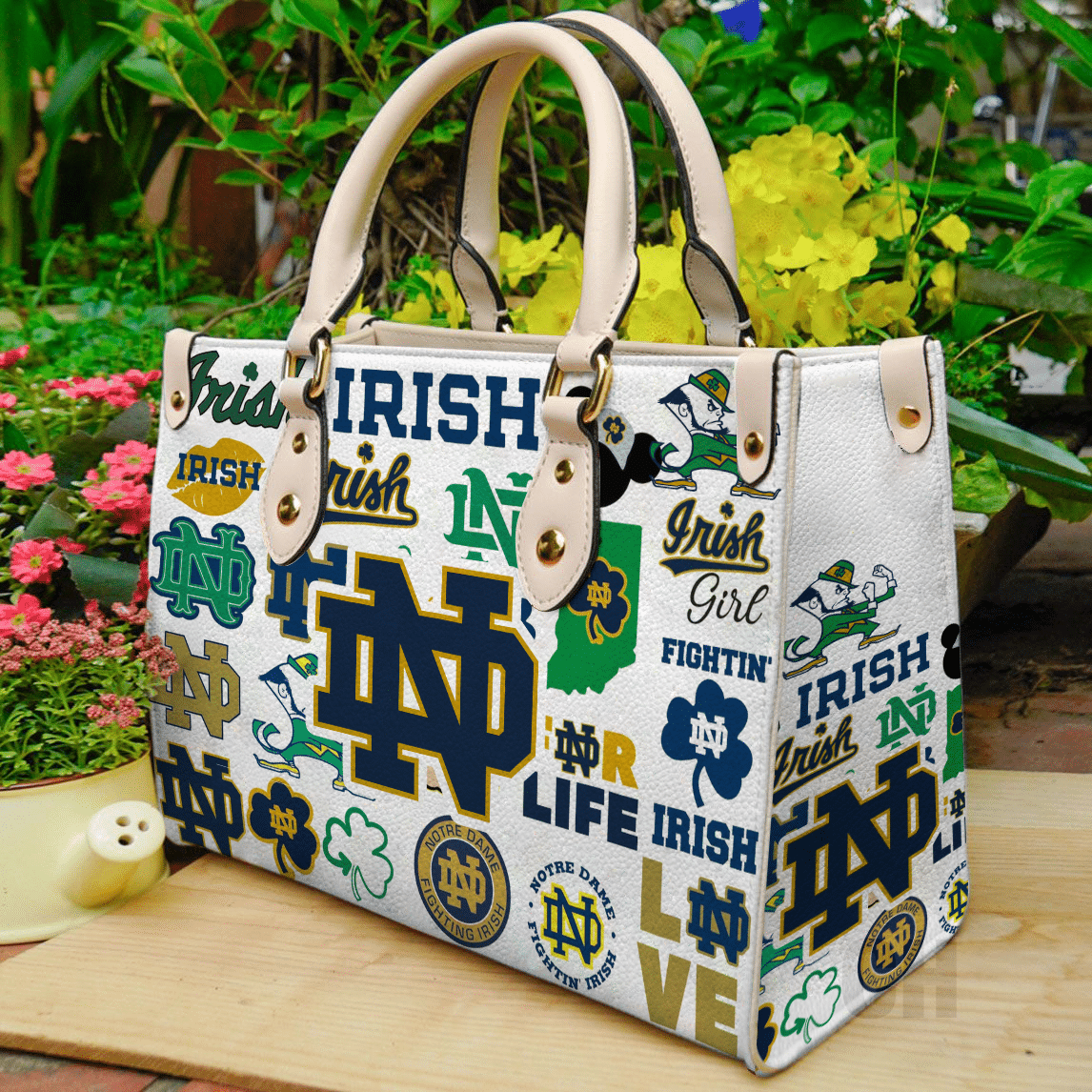 Notre Dame Fighting Irish Leather Handbag 1 Notre Dame Fighting Irish Leather Handbag