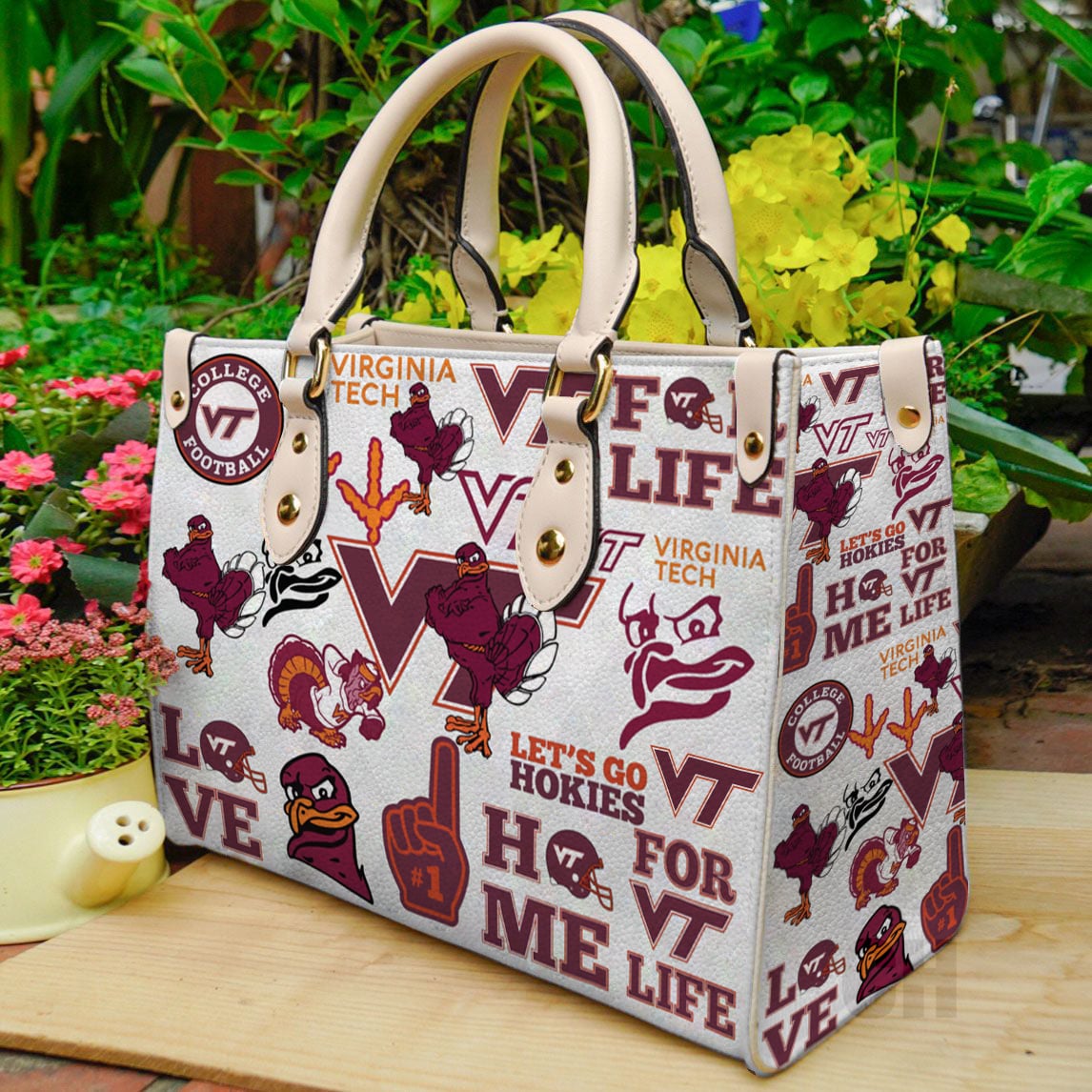 Virginia Tech Hokies Leather Handbag 1 Virginia Tech Hokies Leather Handbag