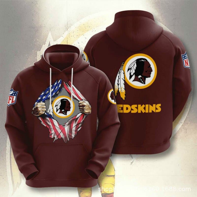 Washington Redskins Hoodie Zip Hoodie 3D 1 Washington Redskins Hoodie Zip Hoodie 3D