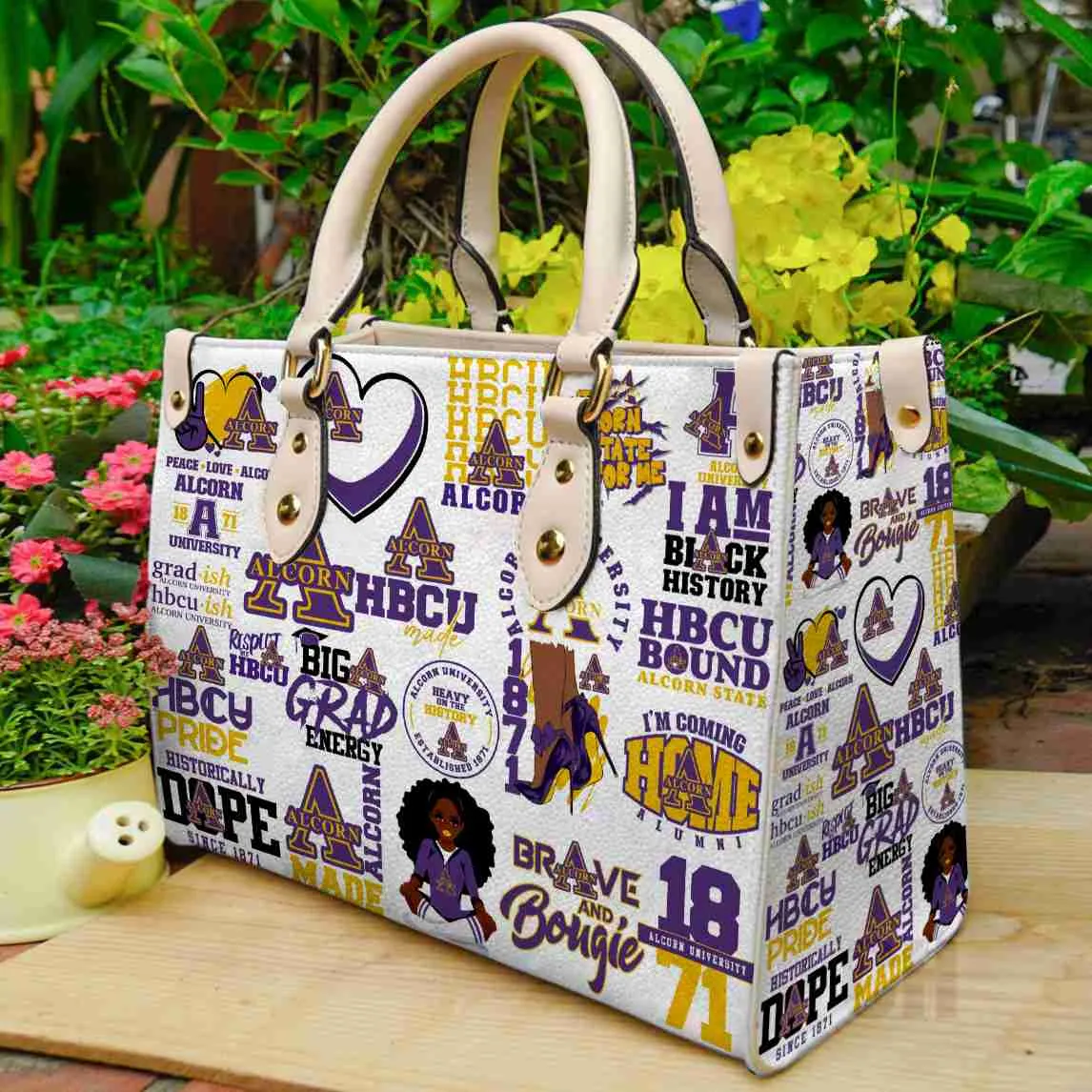 Alcorn State 3 Leather Handbag 1 Alcorn State 3 Leather Handbag