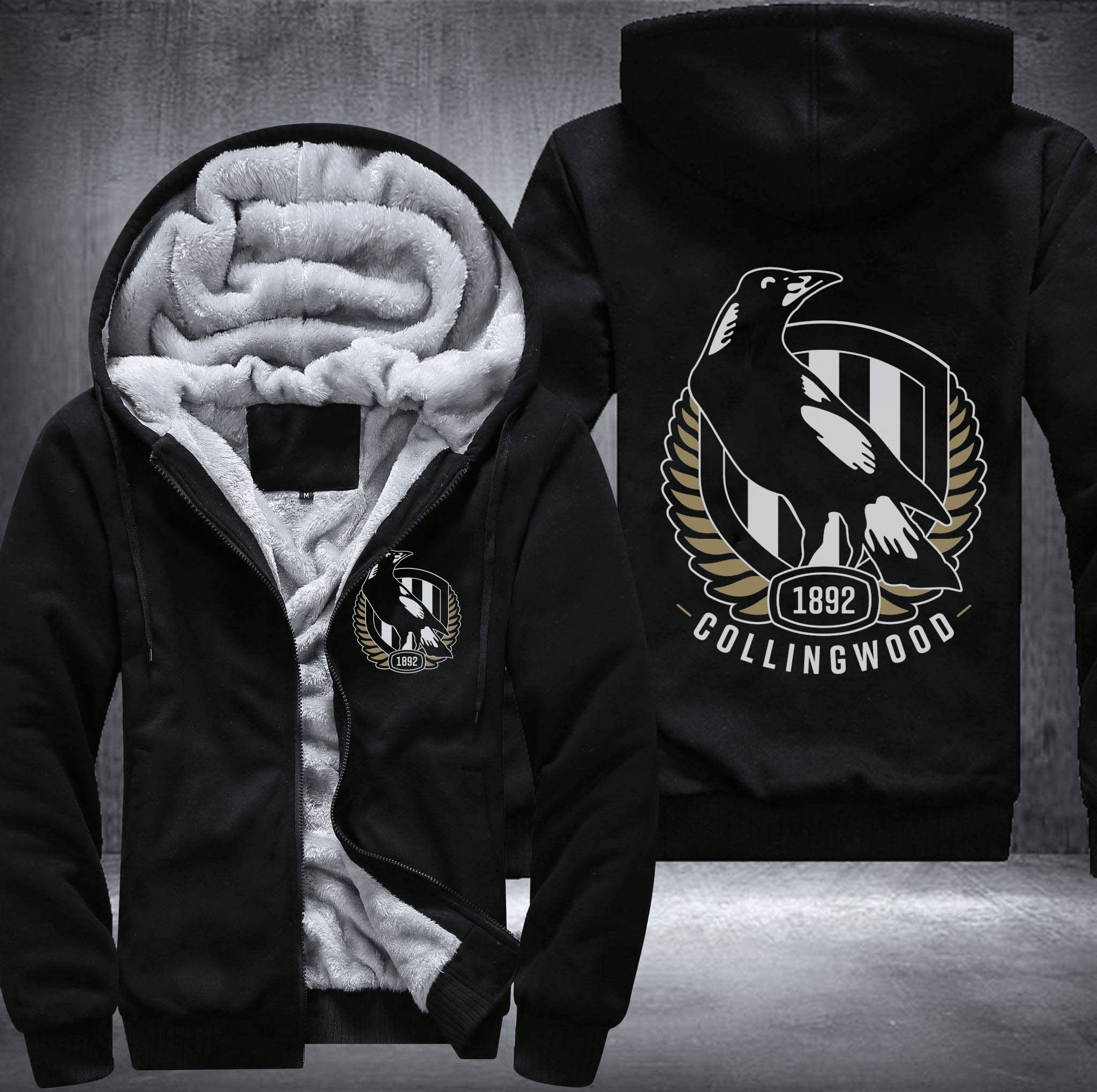 Collingwood Magpies Fleece Jacket 1 Collingwood Magpies Fleece Jacket