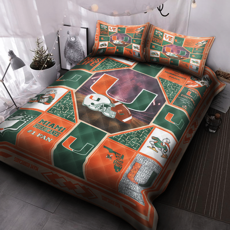 Miami Hurricanes 1g Bedding Set 1 Miami Hurricanes 1g Bedding Set