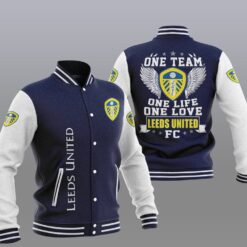 Leeds United Blue Baseball Jacket