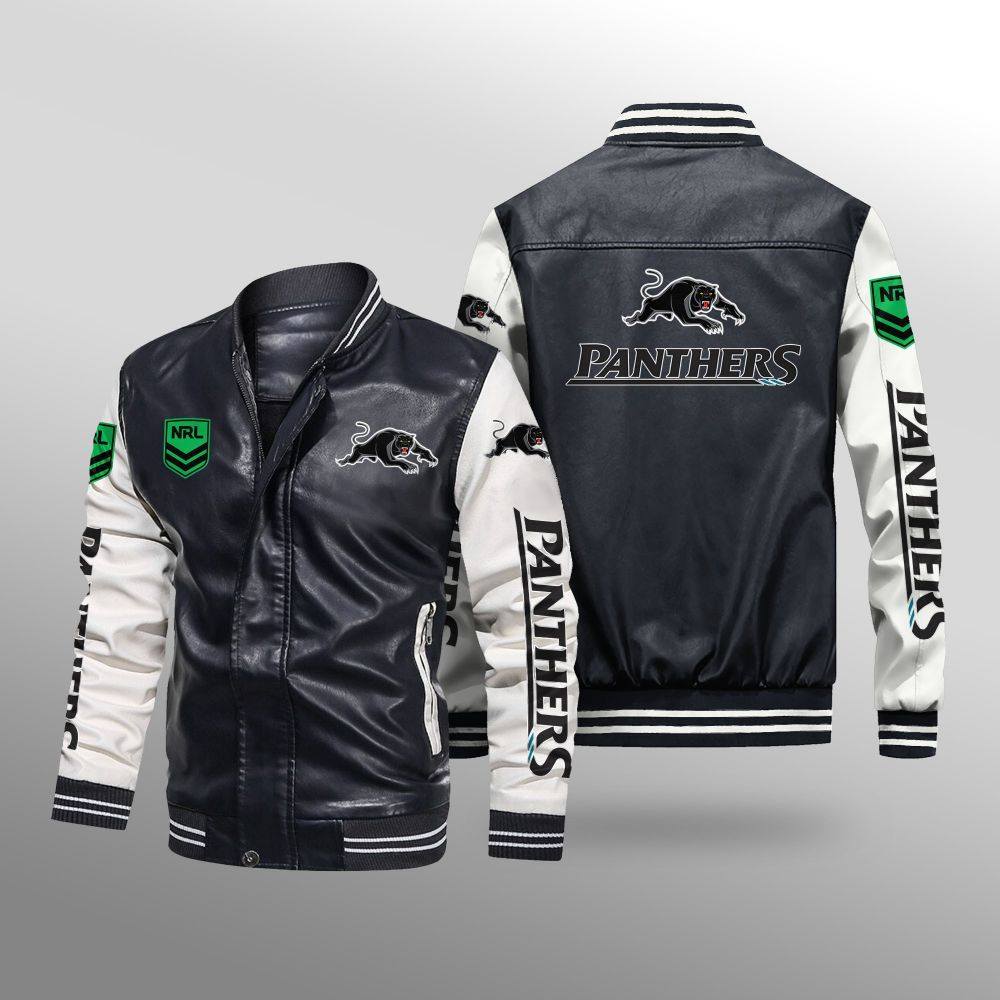 Penrith Panthers Leather Baseball Jacket 1 Penrith Panthers Leather Baseball Jacket