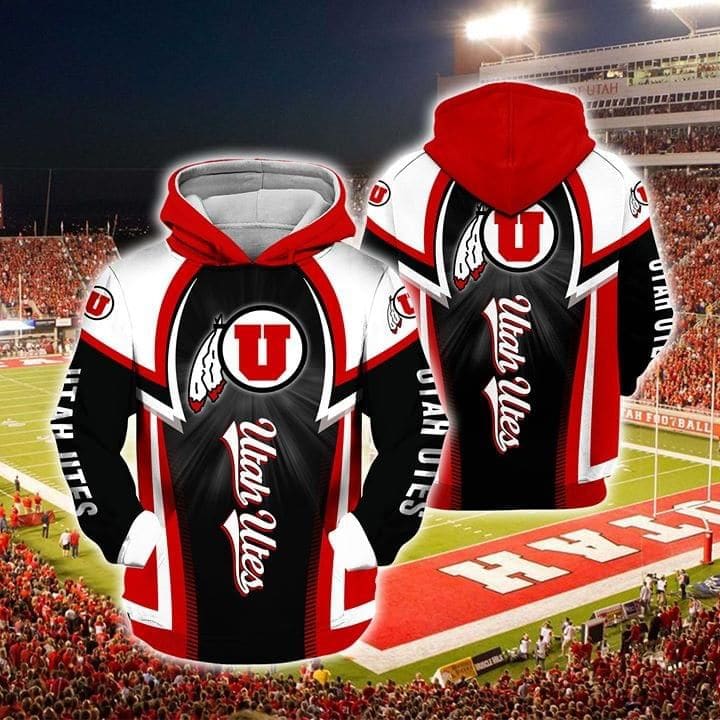 Utah Utes Hoodie Zip Hoodie 3D 1 Utah Utes Hoodie Zip Hoodie 3D